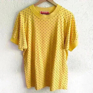 Vintage yellow‎ short sleeve polka dot top size Medium